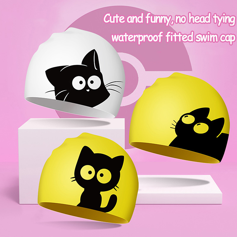 Aquatic Sports Cap - Sevimli kedi yüzme kap uzun saç